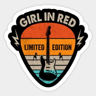 Vintage Girl In Red Name Guitar Pick Limited Edition Birthday Sticker